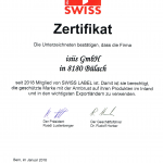 Swiss Label Zertifikat isiis GmbH